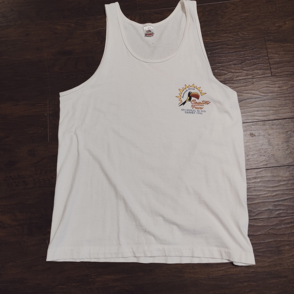 Capn Fun Run 96 5K Pensacola fruit of the loom  USA cotton tank top tee shirt LG